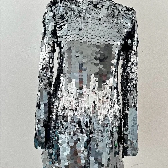 H&M Silver Sequin Mini Dress - Picture 1 of 7